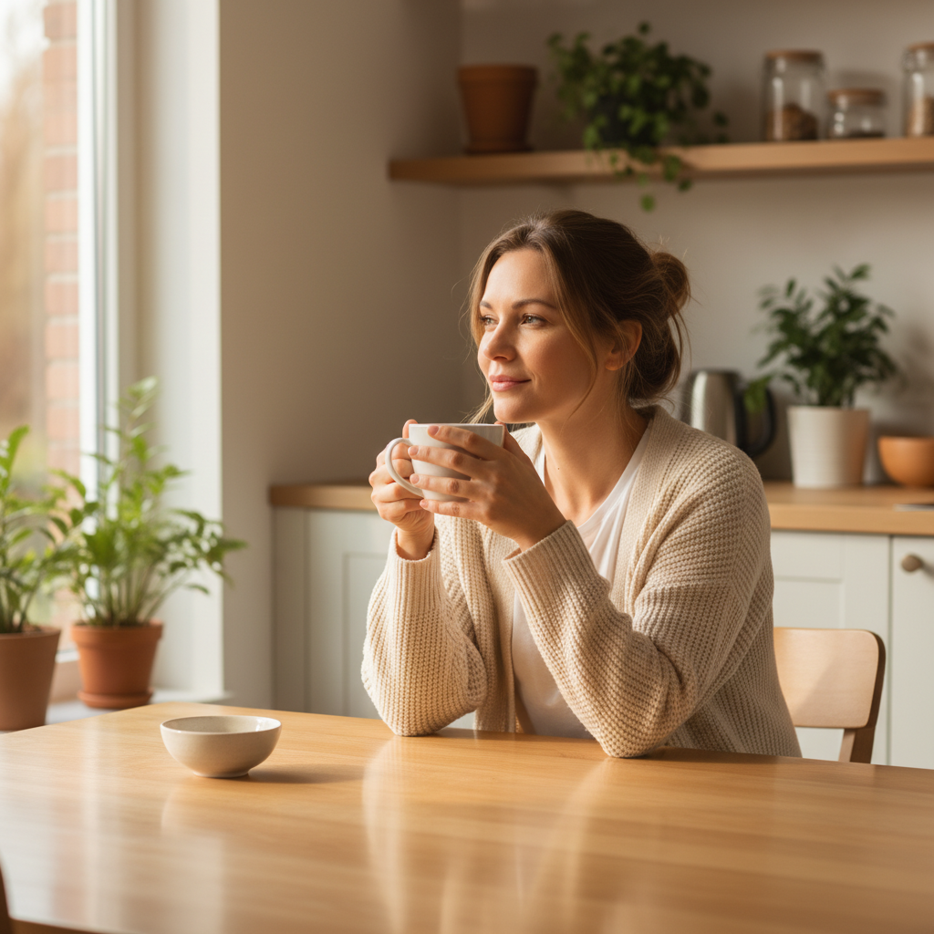 Woman enjoying morning coffee ritual for weight loss